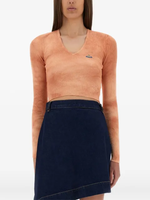 Vivienne Westwood Orb-embroidered crop top Orange 1803004WY003K
