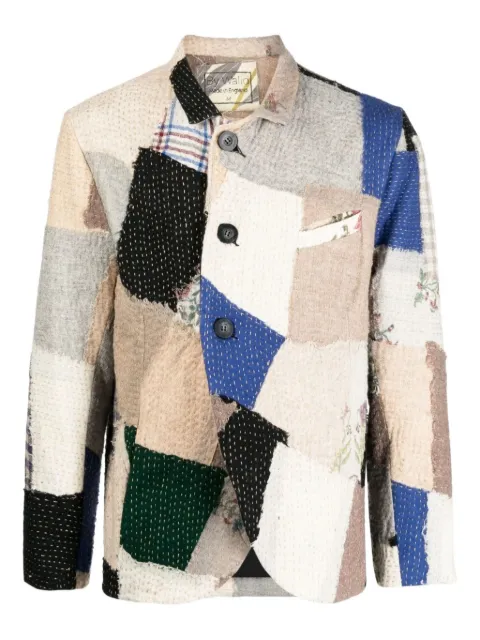By Walid patchwork blazer Neutrals 260973N