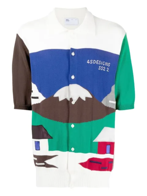 4SDESIGNS intarsia-knit short-sleeve shirt White HHAW2532301999