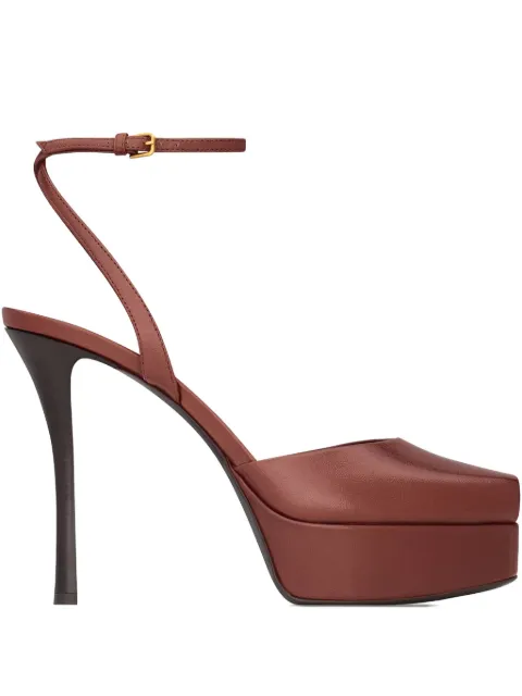 Saint Laurent 85mm La Scandale platform sandals Brown 823500AACSQ