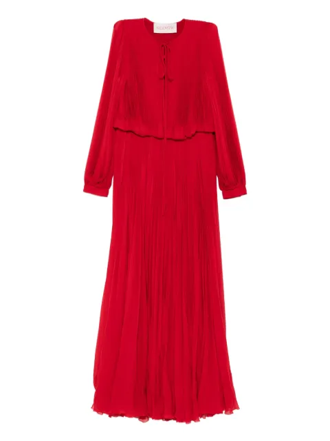 Valentino Garavani pleated long-sleeve dress Red BVDLD193M