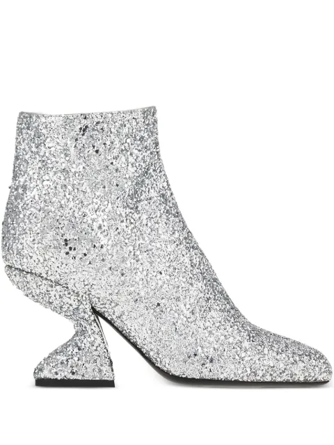 Ferragamo glitter-effect sculpted-heel ankle boots Grey 750823