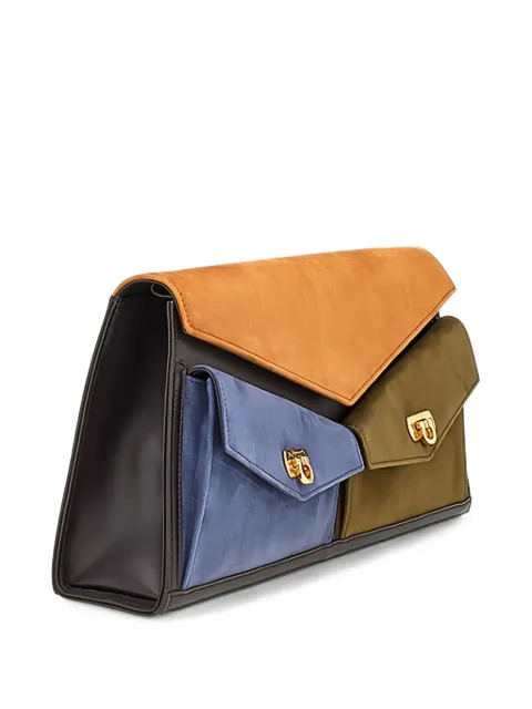 Ferragamo Gancini panelled clutch bag Brown 748654