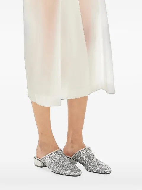 Ferragamo glitter-effect block-heel mules Silver 748914