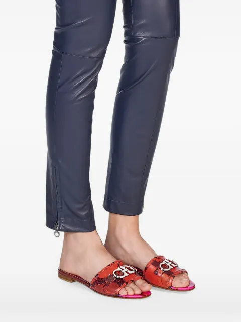 Ferragamo Gancini printed leather sandals Red 751142