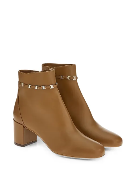 Ferragamo Gancini-plaque leather ankle boots Brown 744744
