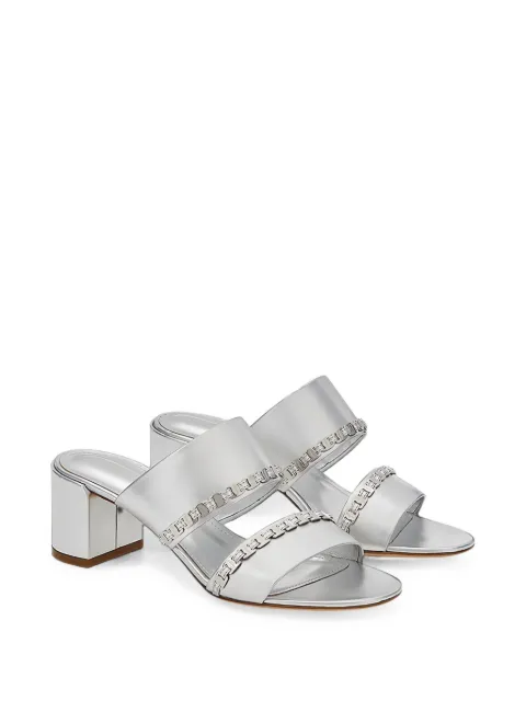 Ferragamo Gancini chain leather sandals Silver 744740