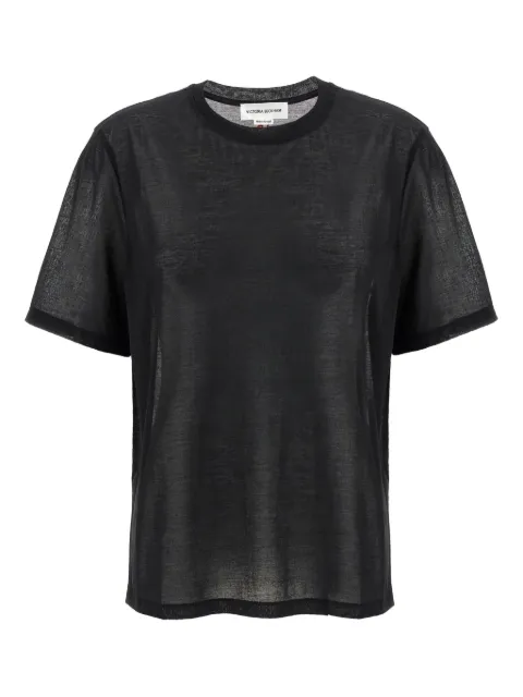 Victoria Beckham logo-embroidered T-shirt Black 1125JTS006165ABLACK