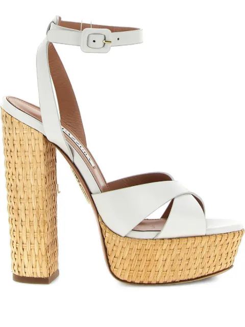 Aquazzura 140mm Sunseeker sandals White SSKHIGB0CWKFFF