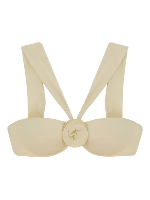 La Reveche embellished-rose bikini top Neutrals SAHARTOPIVORY