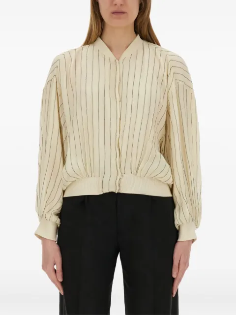 Alysi pinstripe balloon-sleeve jacket Neutrals 205912P5219