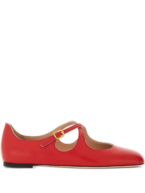 Bally Beliska cross-strap leather ballet flats Red WA051CVT181I3S2