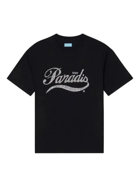 3PARADIS crystal-embellished logo T-shirt Black SS25100