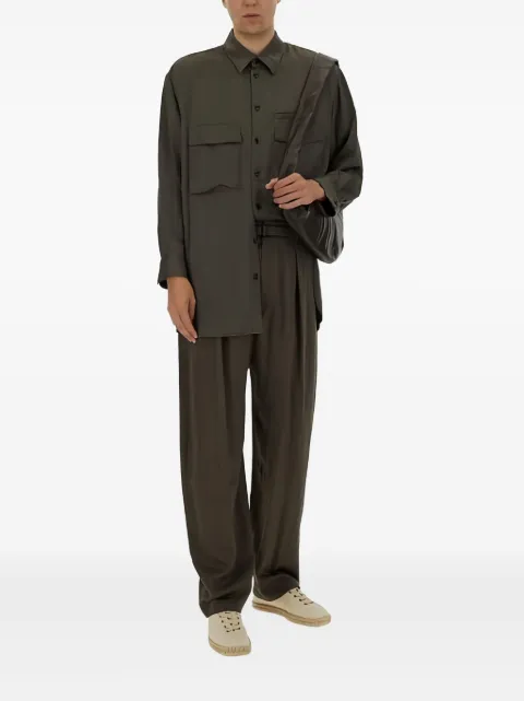 LEMAIRE pleated-detail trousers Green PA1196LF1388BR482