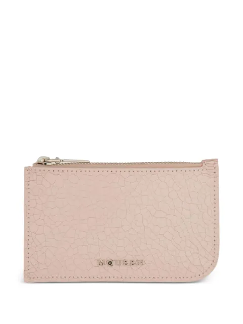 Alexander McQueen cracked-leather zip-around wallet Pink 8135461VTAC