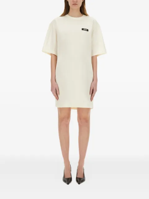 MSGM logo-patch mini dress Neutrals 3841MDA82257002