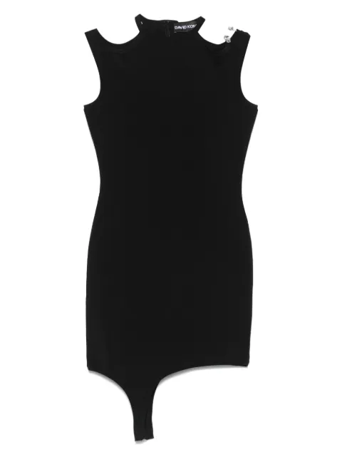 David Koma buckle-embellished asymmetric mini dress Black SS25DKKN21D