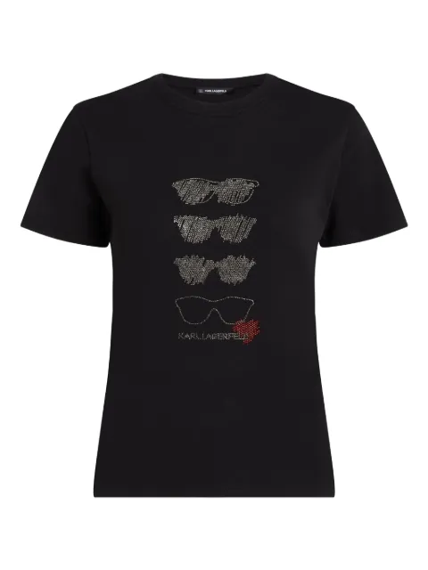 Karl Lagerfeld rhinestone sunglasses t-shirt Black A2W17103999