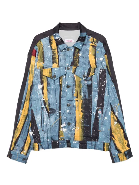 Charles Jeffrey Loverboy painted-stripe denim jacket Blue 054010601