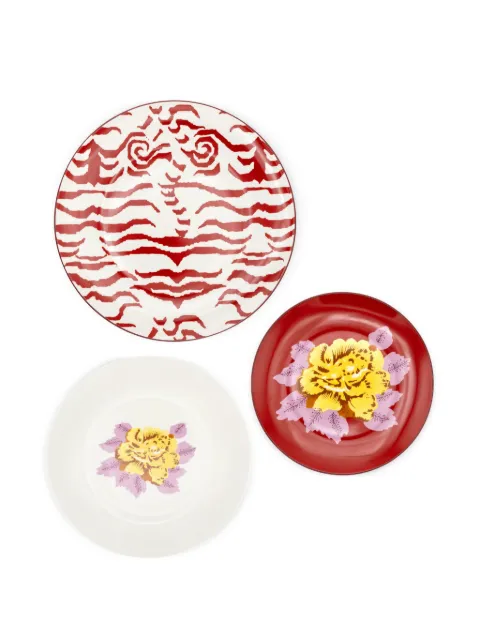 Lisa Corti Indian Tiger plate set Red SETPLATEPCL340