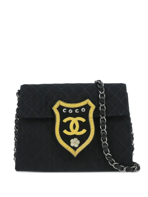 CHANEL Pre-Owned 2005 emblem-logo shoulder bag Black 9598072
