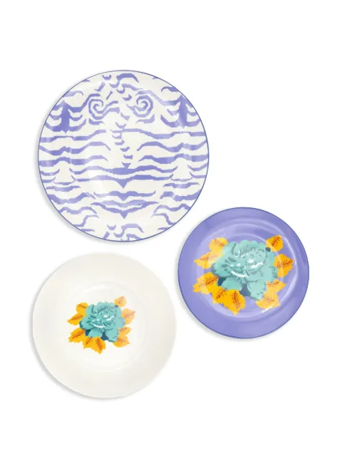 Lisa Corti Indian Tiger plate set White SETPLATEPCL372