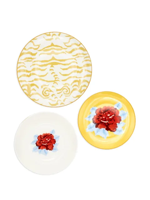 Lisa Corti Indian Tiger plate set Yellow SETPLATEPCL322