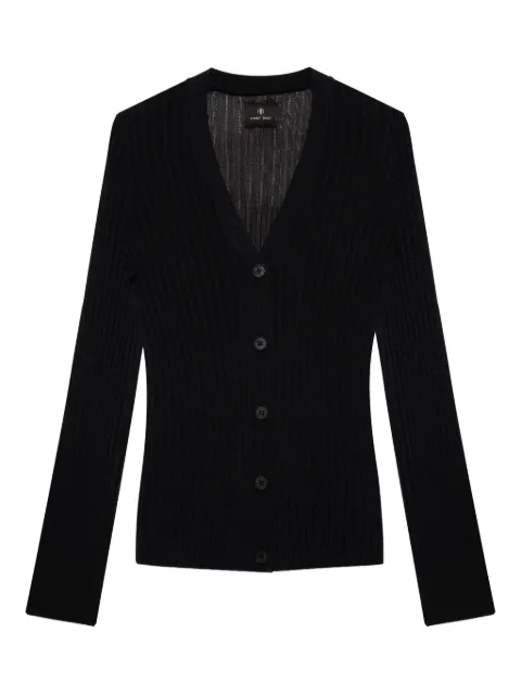 ANINE BING Matheo ribbed buttoned cardigan Black A0910942