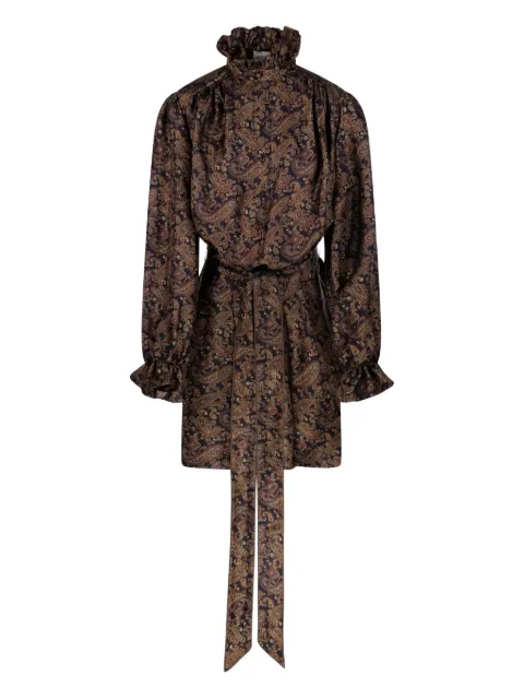 Saint Laurent paisley-print silk dress Blue 828304Y6K90
