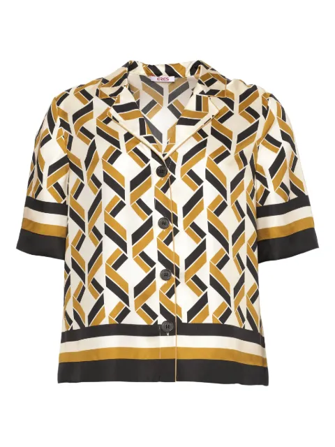 ERES Sonore geometric-print short-sleeve shirt White 272531