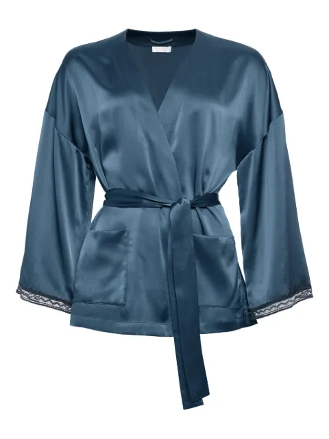 ERES Ondine lace-trimmed silk robe Blue 222505