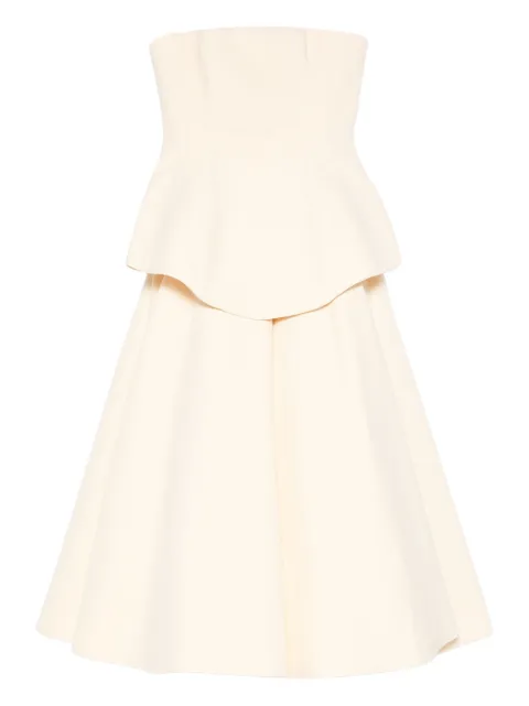 Solace London Ada strapless peplum midi dress Neutrals OS46041