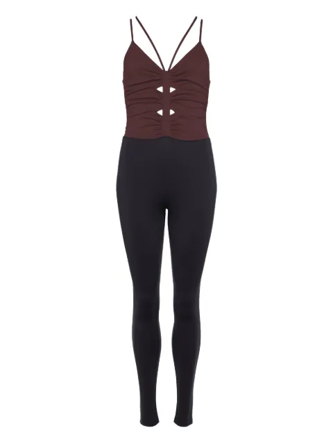 ERES Indra cross-back ruched jumpsuit Brown 232543
