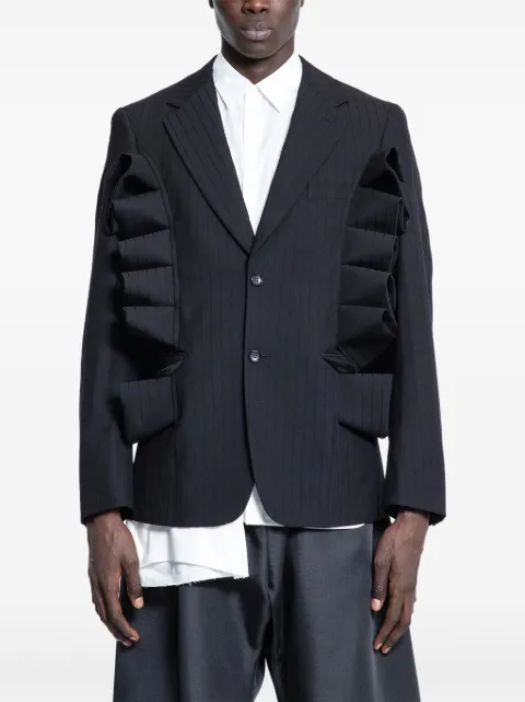 Comme des Garçons Homme Plus ruffled pinstripe blazer Black POJ0010511