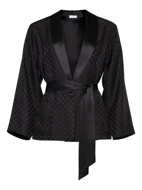 ERES Velours geometric-pattern lounge cardigan Black 812500