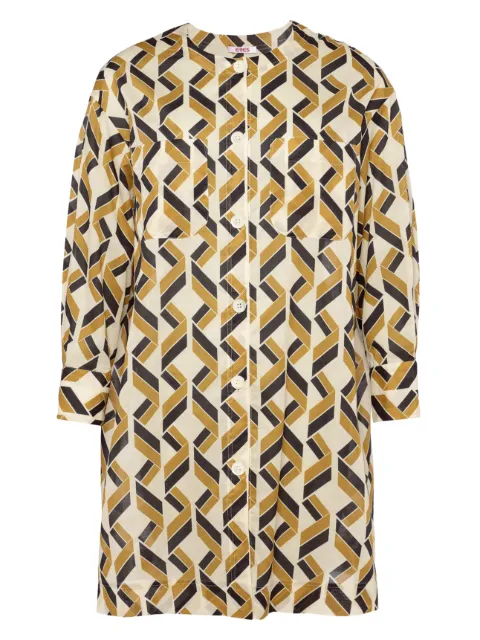 ERES Espace logo-patch geometric-print shirt White 272530