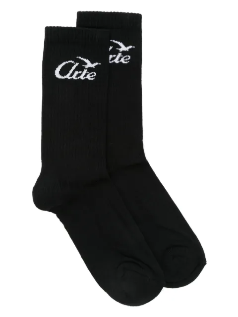 Arte Antwerp intarsia-knit logo socks Black SS25181M