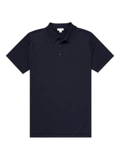 Sunspel short-sleeve button polo shirt Blue MPOL8090