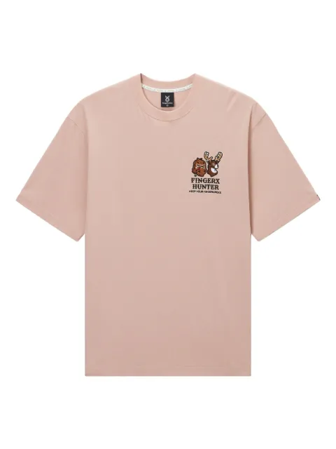 FINGERCROXX logo-embroidered T-shirt Pink FFXTEM00932XO