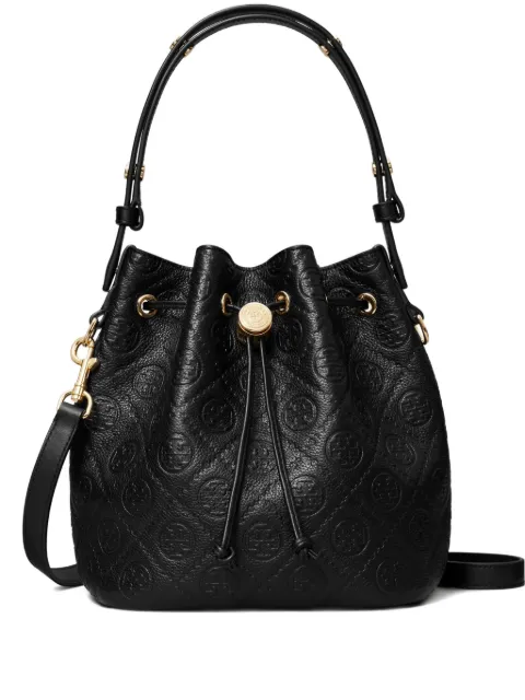 Tory Burch T-Monogram textured bucket bag Black 175473