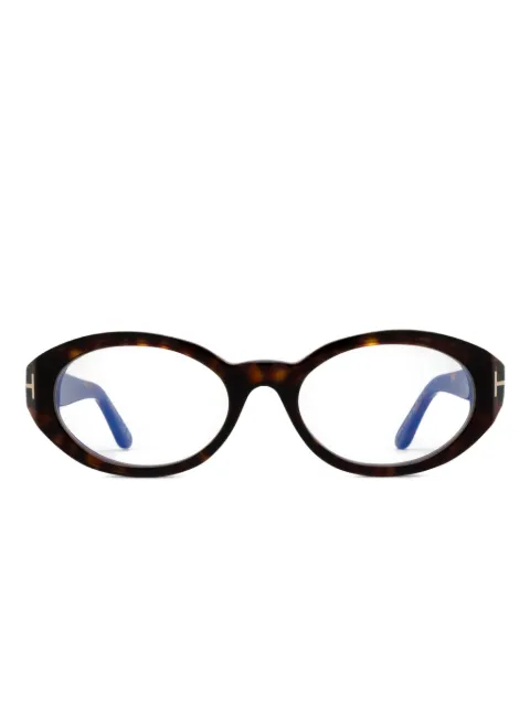TOM FORD Eyewear tortoiseshell-effect round-frame glasses Brown FT6067B
