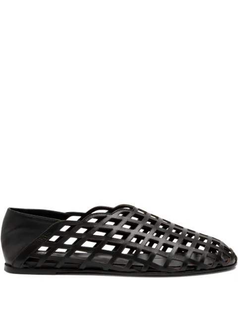 GIABORGHINI Peek-A-Boo round-toe ballet flats Black PABBLEATA