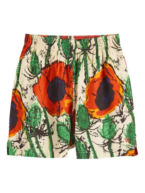 Wales Bonner poppy-print elasticated shorts Neutrals WS25TR09VI050A