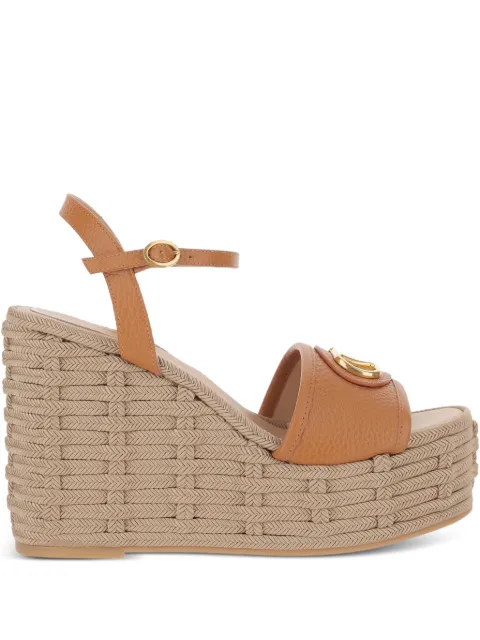 Valentino Garavani VLogo Signature wedge sandal in grainy calfskin Brown WS0LY9DTW