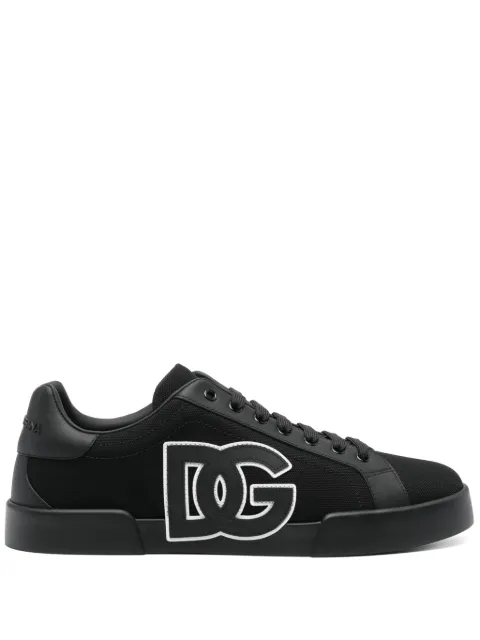 Dolce & Gabbana Portofino light strobel sneakers in canvas and calfskin Black CS2343AE629
