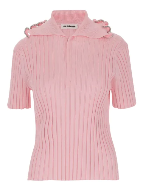 Jil Sander ribbed polo top Pink J03GL0114J18346