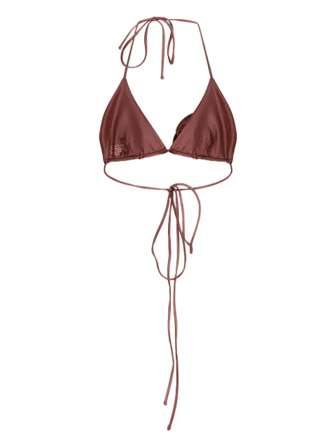 Magda Butrym rose-embellished triangle bikini top Brown 601724