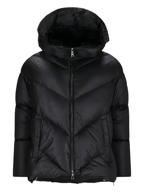 Add hooded chevron-quilted down jacket Black 10AW341