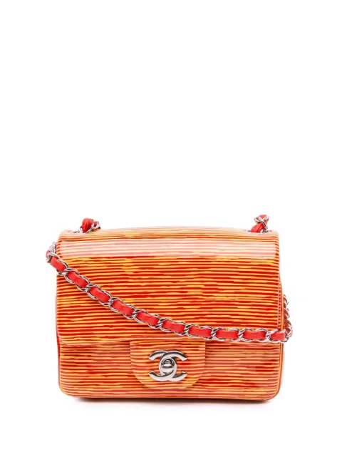 CHANEL Pre-Owned 2013-2014 Mini Square Classic Patent Striped Single Flap crossbody bag L314VETTIC3SQ0T2