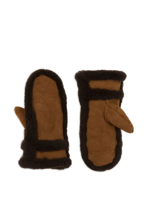Yves Salomon shearling-trimmed mittens Brown 25WAA613XXMSCP